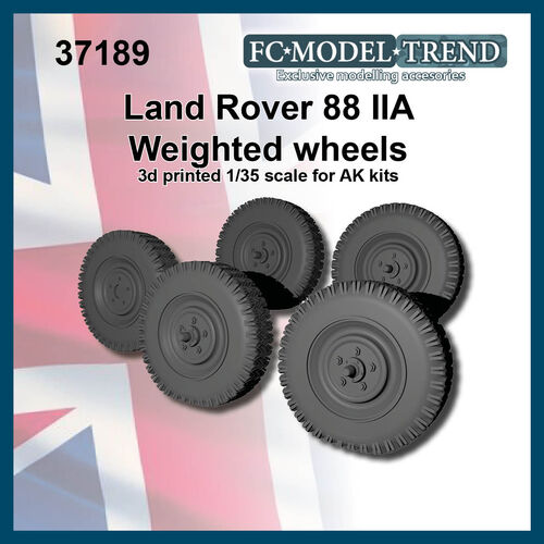 37189 Land Rover 88 IIA weighted wheels, 1/35 scale.