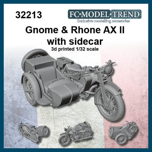 32213 Gnome & Rhone AX II, w/sidecar, 1/32 scale.