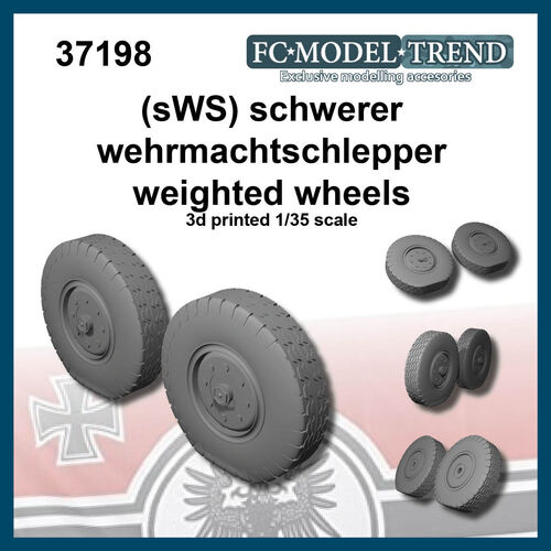 37198 sWS Schwerer wehrmachtschlepper, weighted wheels, 1/35 scale.