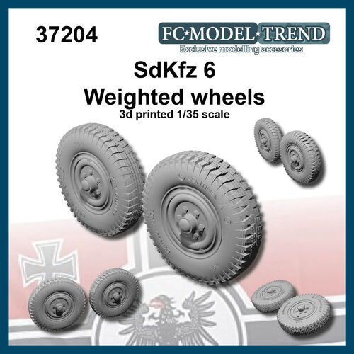 37204 SdKfz 6, weighted wheels, 1/35 scale.