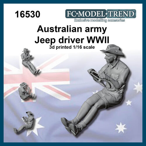16530 Conductor de Jeep del ejrcito australiano WWII, escala 1/16.