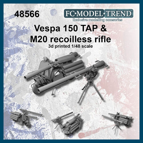 48566 Vespa 150 TAP & M20 recoiless rifle. 1/48 scale.