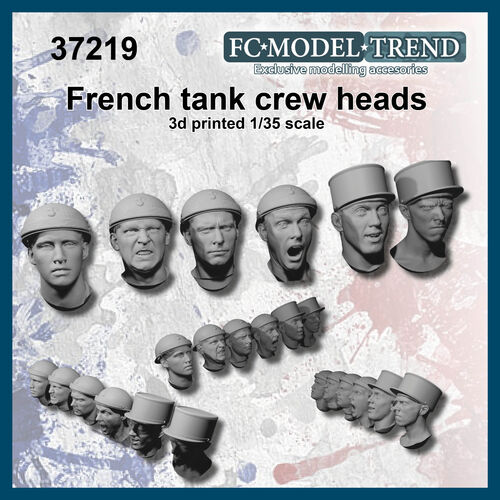 37219 French tank crew heads, 1/35 scale.