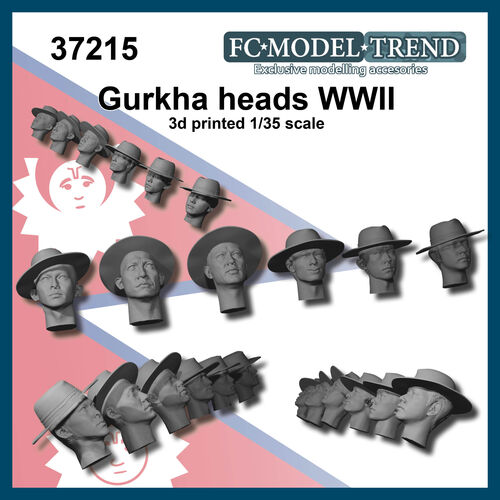 37215 Gurkha heads WWII, 1/35 scale.