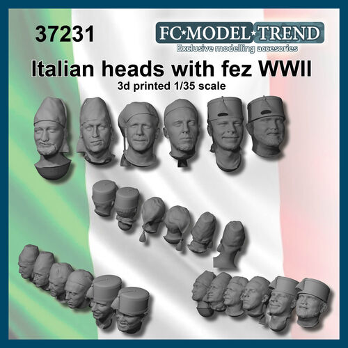 37231 Italian soldier heads with fez, 1/35 scale.