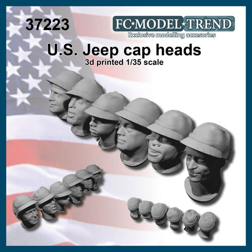 37223 US jeep cap heads WWII, 1/35 scale.
