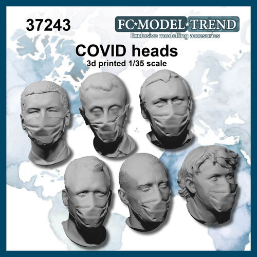 37243 COVID masked heads, 1/35 scale.
