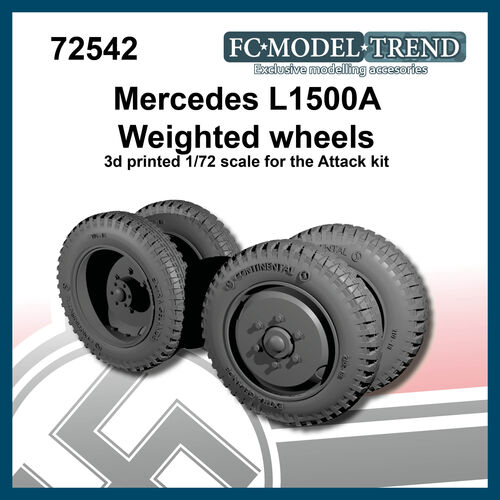 72542 Mercedes L1500A weighted wheels, 1/72 scale.