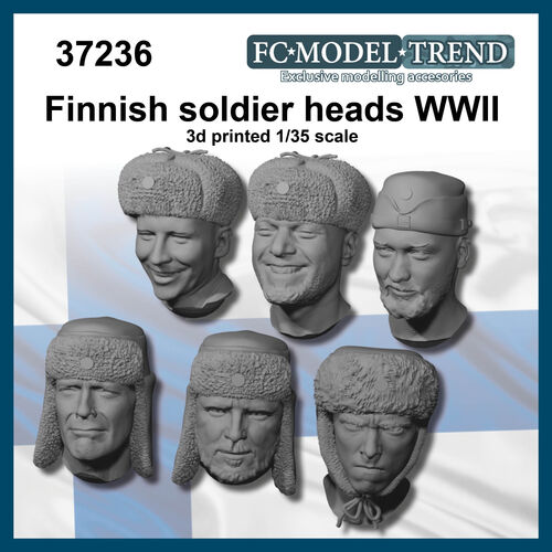 37236 Finnish soldier heads WWII, 1/35 scale.