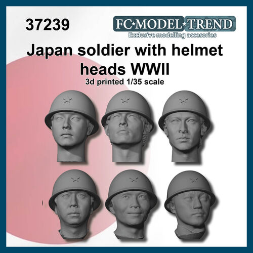 37239 Japan soldier WWII heads with helmet, 1/35 scale.