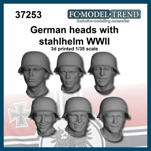 37253 German heads with helmet WWII, 1/35 scale.