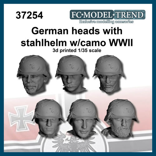 37254 German heads with camouflaged helmet WWII, 1/35 scale.