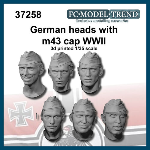 37258 German heads with M43 cap, WWII, 1/35 scale.