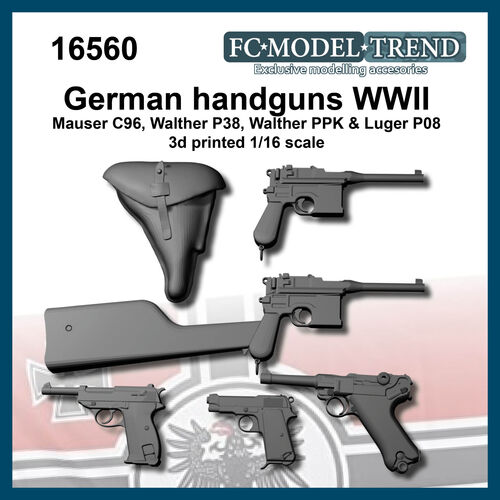 16560 German handgun WWII, 1/16 scale.