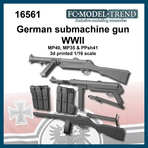 16561 German submachine gun WWII, 1/16 scale.
