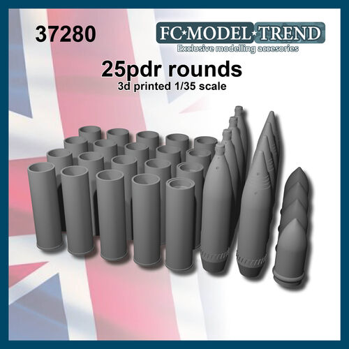 37280 Ordnance QF howitzer 25pdr rounds. 1/35 scale.