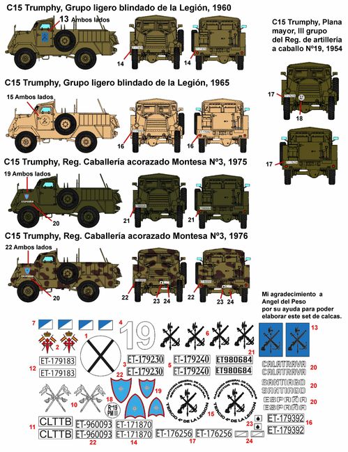 35215 M8, M20 y Trumphy in Spain, 1/35 scale decals