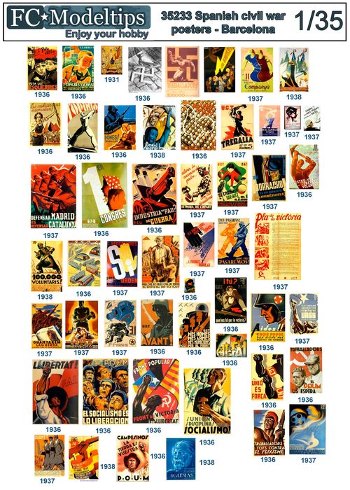 35233 Spanish civil war posters, Barcelona. 1/35 scale