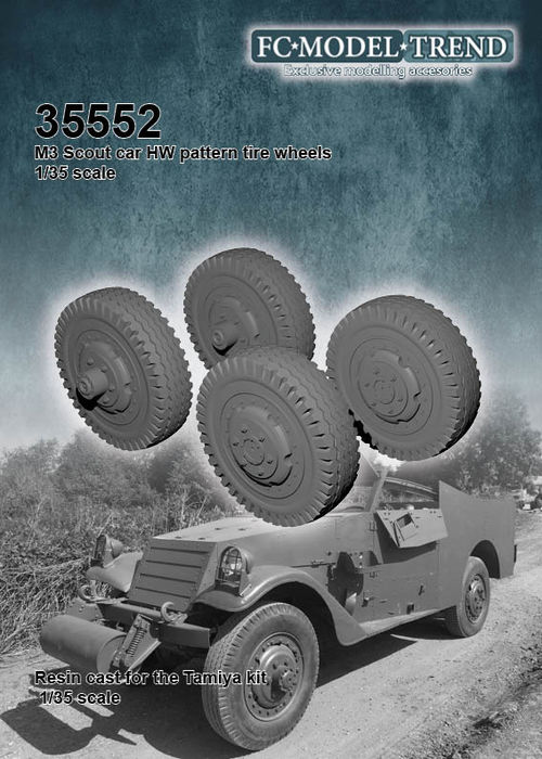 35552 M3 Scout car, Highway pattern tires, 1/35 scale