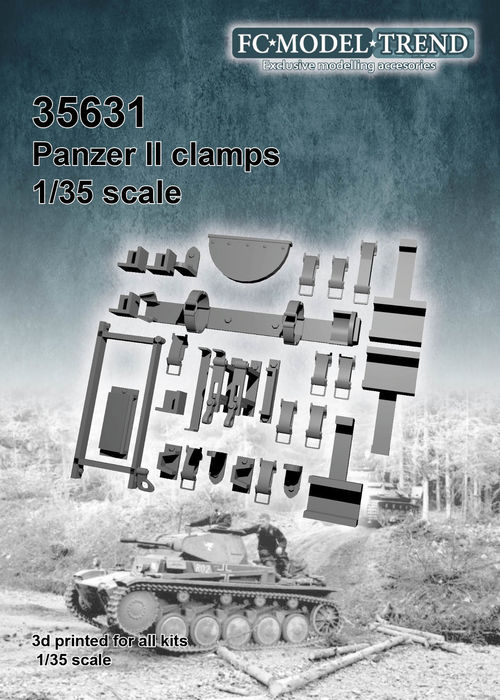 35631 Panzer II, anclajes para herramientas, escala 1/35