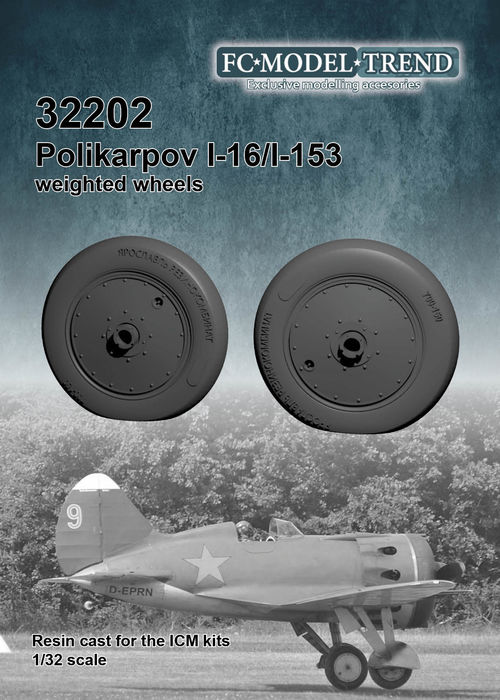 32202 I-16 weighted wheels, 1/32 scale