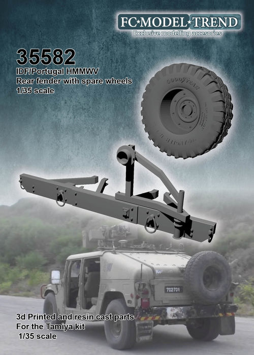 35582 HMMWV rear bumper with spare wheel, 1/35 scale