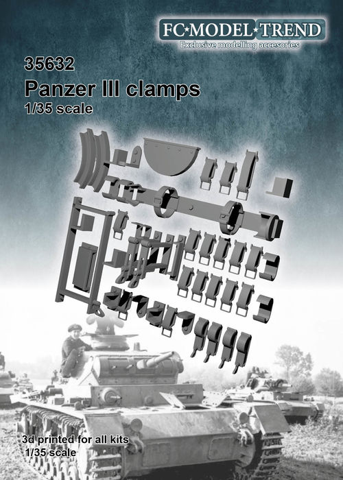 35632 Anclajes de herramientas para Panzer III, escala 1/35