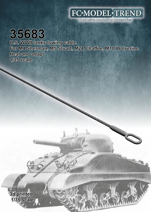 35683 M4 Sherman, M24 Chaffee, M5 Stuart, M10 Wolverine, tow cable, 1/35 scale