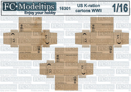 16301 K ration cartons. US army WWII, 1/16 scale