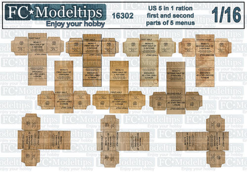 16302 WWII, US army 5 in 1 ration cartons, 1/16 scale
