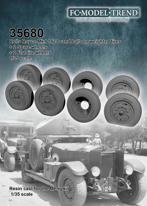 35680 Rolls Royce Mk1 1920 weighted desert wheels, 1/35 scale