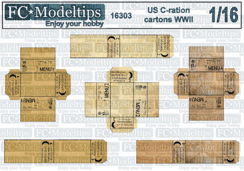 16303 Cajas de raciones C, US army WWII, escala 1/16