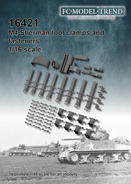 16421 M4 Sherman tool clamps and fasteners, 1/16 scale
