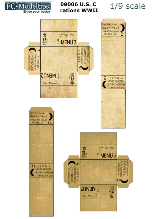 09006 US C ration cartons, 1/9 scale