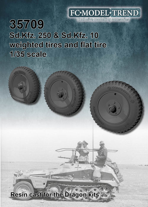 35709 Sd.Kfz. 250 weighted wheels + flat wheel, 1/35 scale