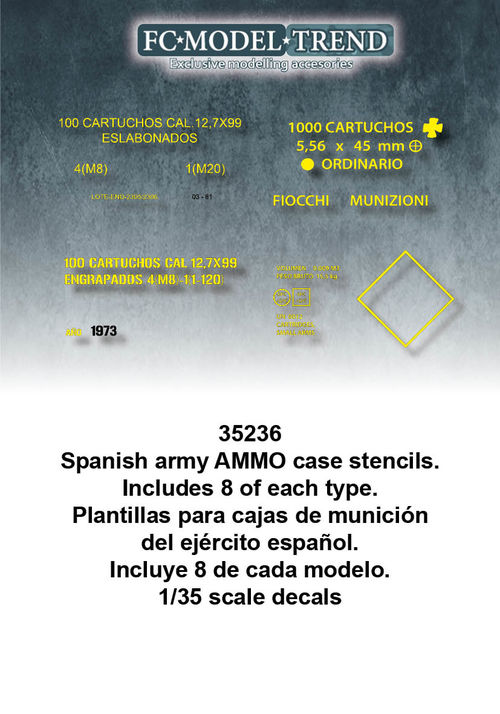 35236 Spanish army ammo case stencils. 1/35 scale decals.