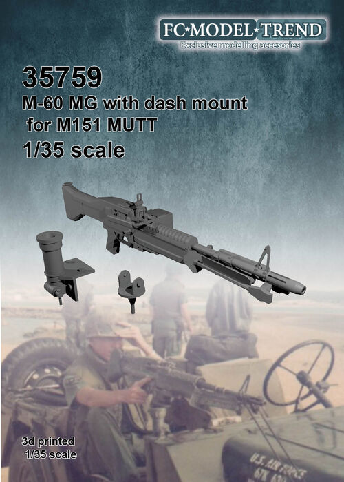 35759 Montaje de ametralladora M60 de salpicadero para Ford MUTT, escala 1/35
