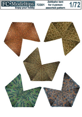 72301 Zeltbahn tents for 4 person, assorted patterns, 1/72 scale