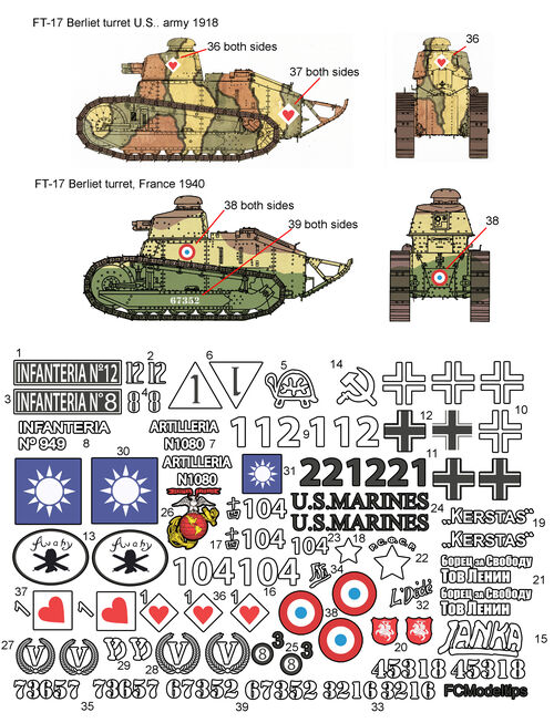 16201 FT-17 decals 1/16 scale