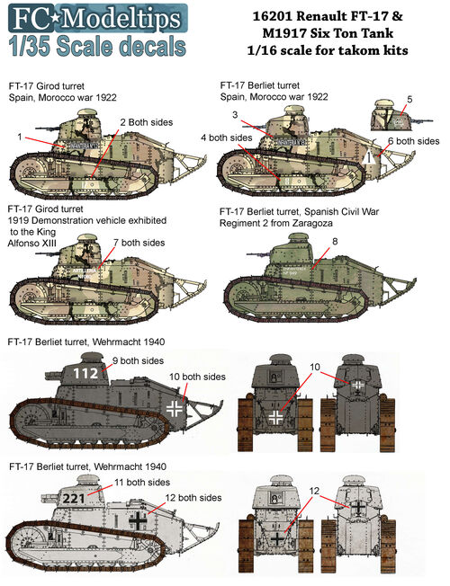 16201 FT-17 decals 1/16 scale