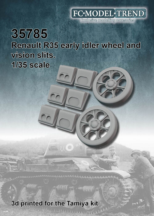 35785 Renault R-35 early idler wheel and vision slits, 1/35 scale