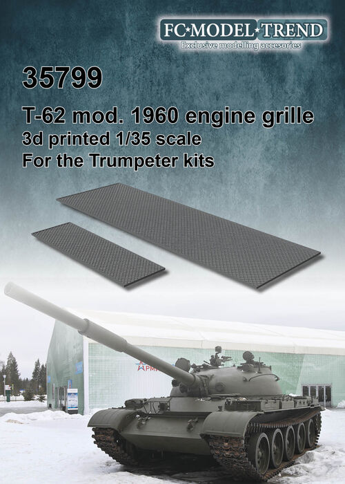 35799 T62 mod 1960, engine cover mesh grille, 1/35 scale