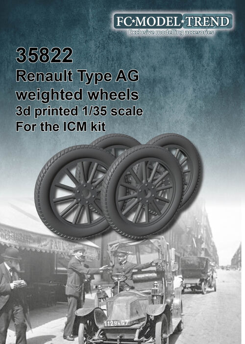 35822 Renault type AG, weighted wheels, 1/35 scale