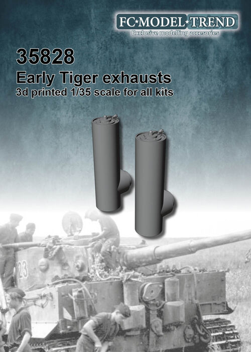 35828 Tiger exhausts, initial model, 1/35 scale