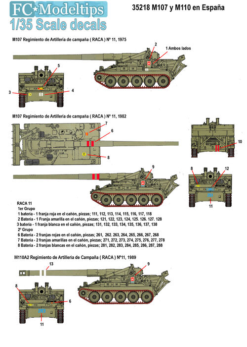 35218 Decals for Spnish M107 and M110, 1/35 scale