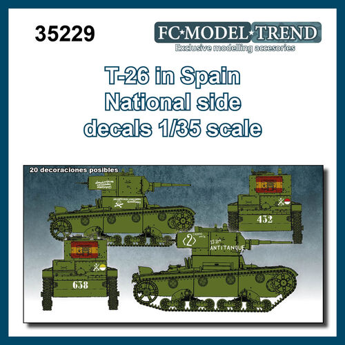 35229 T-26 in Spain decals, national side, 1/35 scale