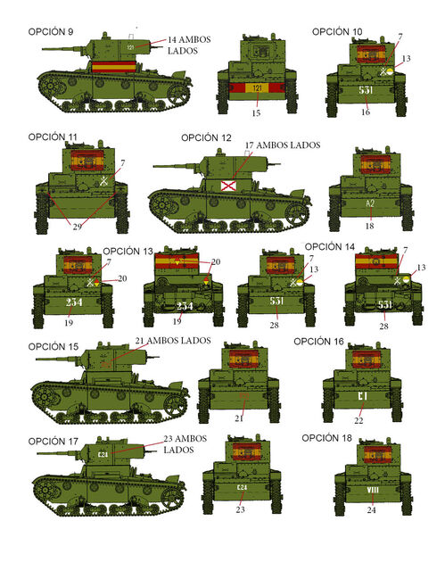 35229 T-26 in Spain decals, national side, 1/35 scale