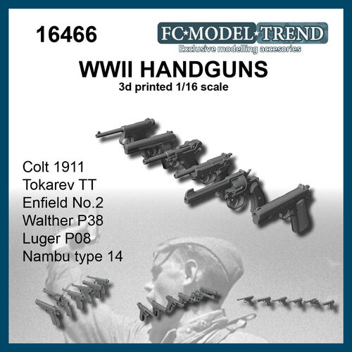 16466 Pistolas de la segunda guerra mundial, escala 1/16