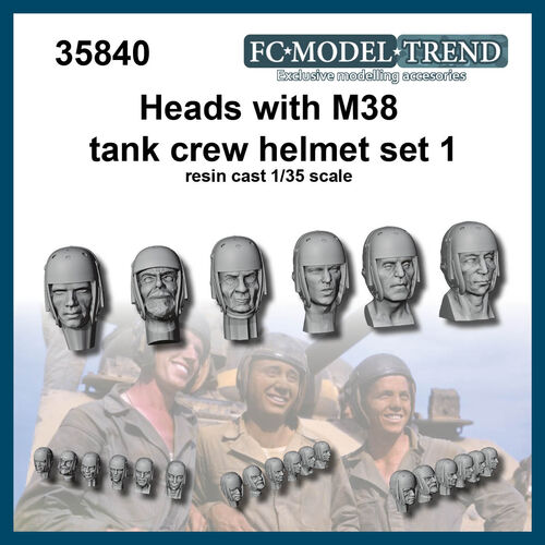 35840 Heads with M38 helmet, set 1, 1/35 scale.