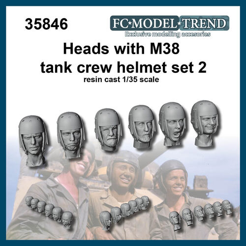 35846 Heads with m38 helmet, set 2. 1/35 scale.